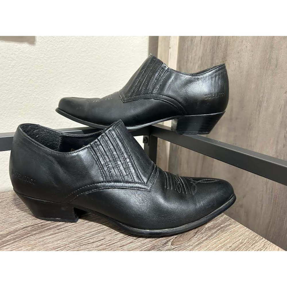 Vntg Durango Black Leather Western Pointed Toe Ankle Booties Womens 7M Cowgirl
